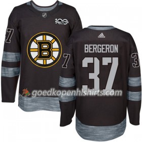 Boston Bruins Patrice Bergeron 37 1917-2017 100th Anniversary Adidas Zwart Authentic Shirt - Mannen